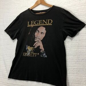 H&M Bob Marley‎ Legend Graphic T-Shirt Reggae Music Tee Black Small